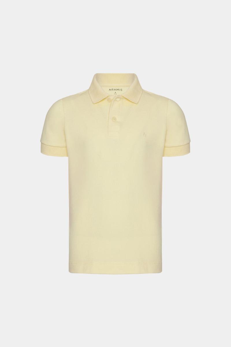 Polo Aramis Manga Curta Infantil Piquet Amarelo Medio - 1