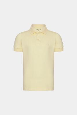 Polo Aramis Manga Curta Infantil Piquet Amarelo Medio