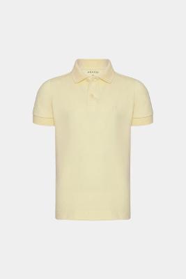 Polo Aramis Manga Curta Infantil Piquet Amarelo Medio