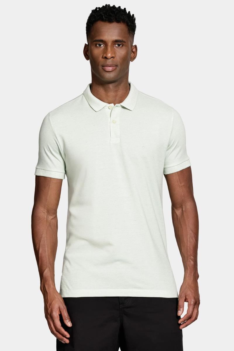 Polo Aramis Manga Curta Algodão Com Linho Verde Agua - 2