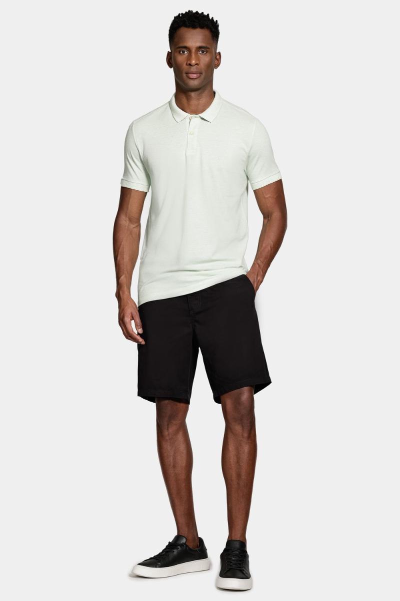 Polo Aramis Manga Curta Algodão Com Linho Verde Agua - 3