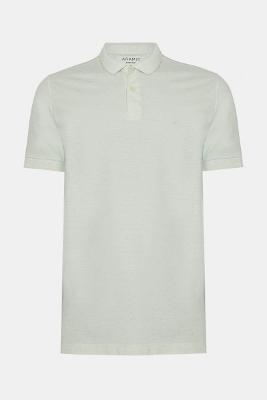 Polo Aramis Manga Curta Algodão Com Linho Verde Agua