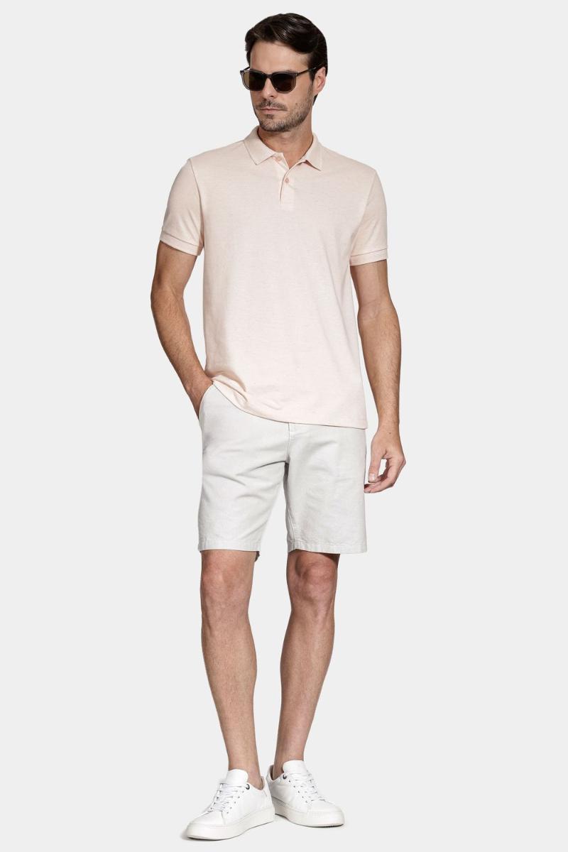 Polo Aramis Manga Curta Algodão Com Linho Salmao - 2