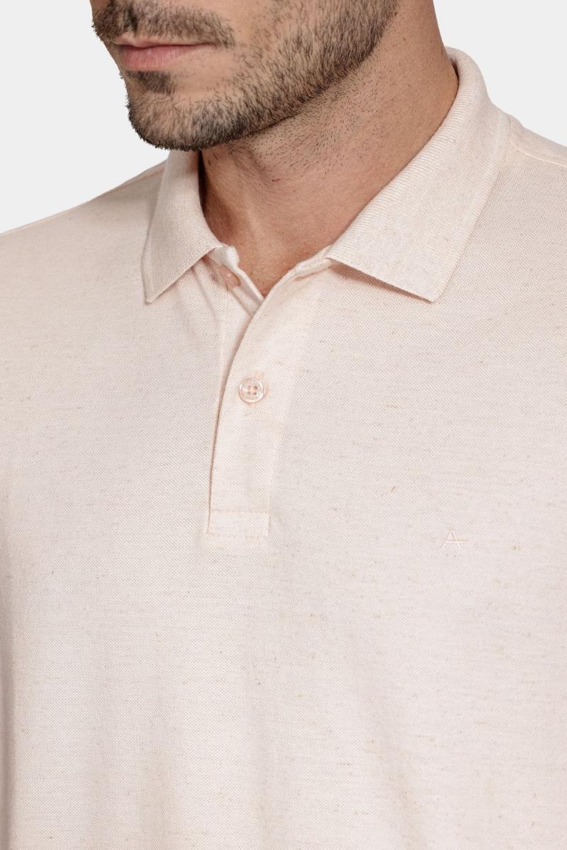Polo Aramis Manga Curta Algodão Com Linho Salmao - 3