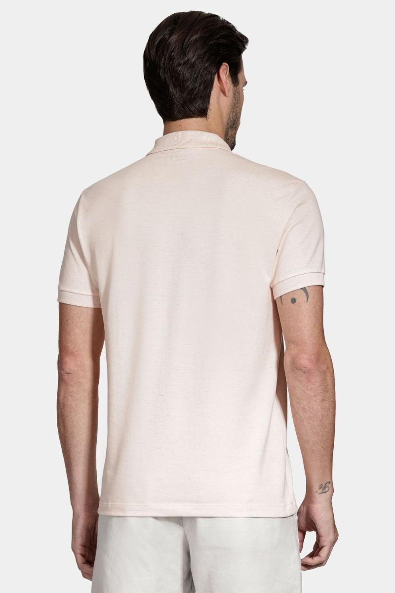 Polo Aramis Manga Curta Algodão Com Linho Salmao - 4