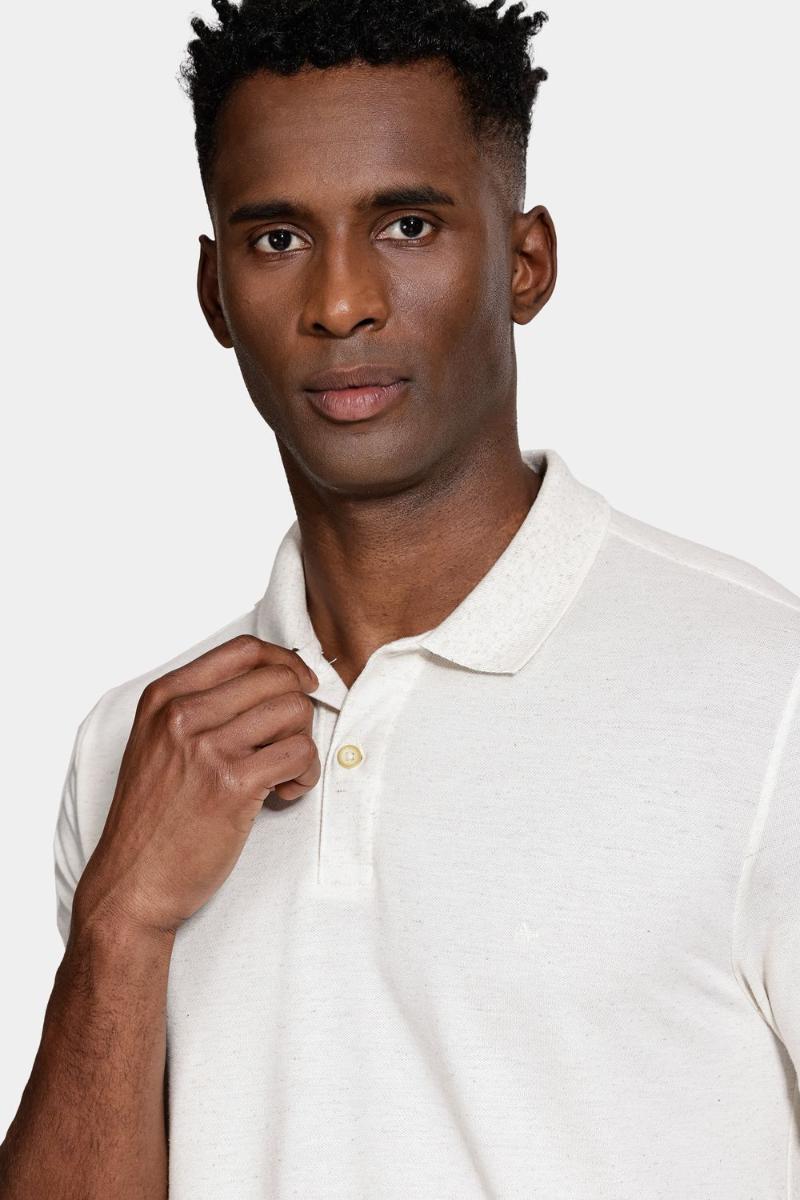 Polo Aramis Manga Curta Algodão Com Linho Natural - 4