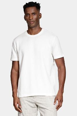 Camiseta Aramis Texturizada Manga Curta Bordado Off White
