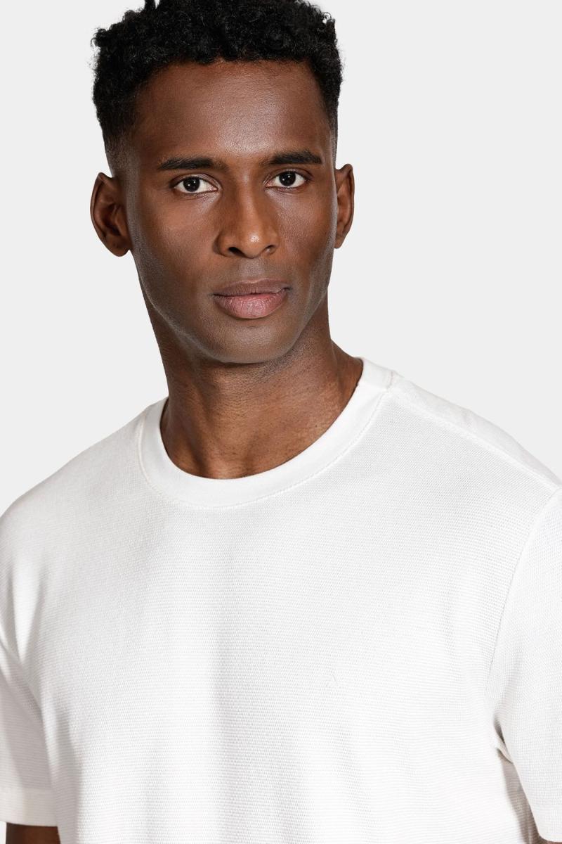Camiseta Aramis Texturizada Manga Curta Bordado Off White - 3