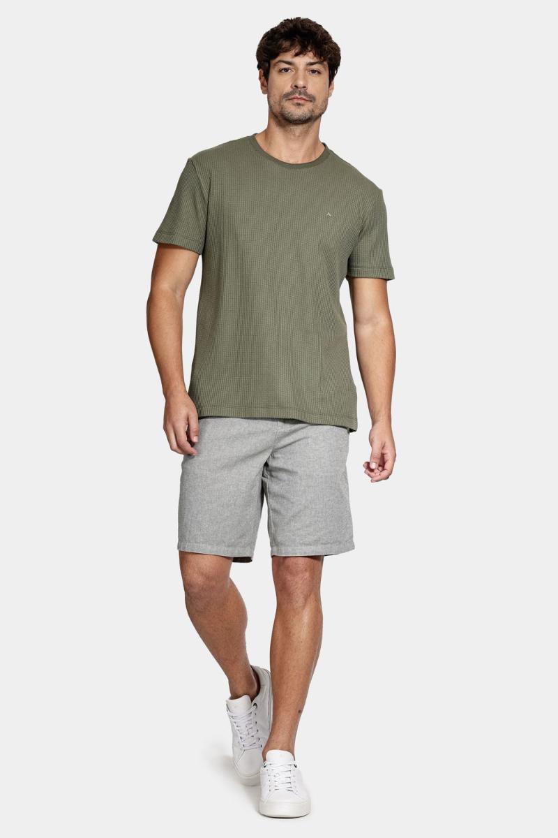 Camiseta Aramis Manga Curta Canelado Vegas Verde Militar - 3