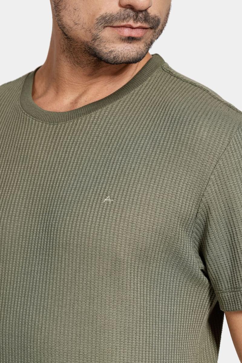 Camiseta Aramis Manga Curta Canelado Vegas Verde Militar - 4