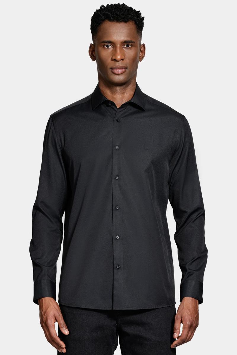Camisa Aramis Regular Tricoline Manga Longa Preto - 1