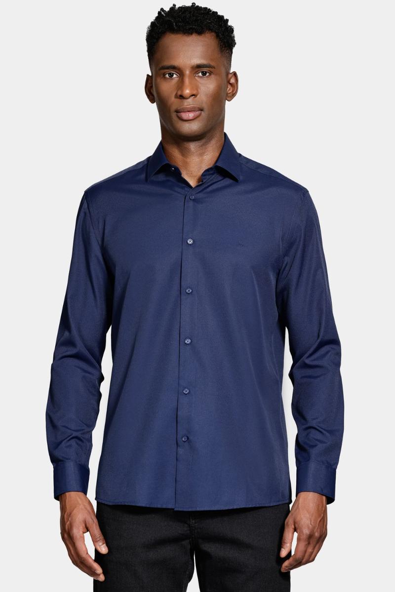 Camisa Aramis Regular Tricoline Manga Longa Marinho - 1