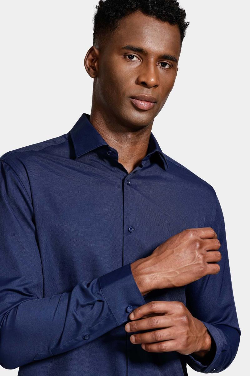 Camisa Aramis Regular Tricoline Manga Longa Marinho - 3