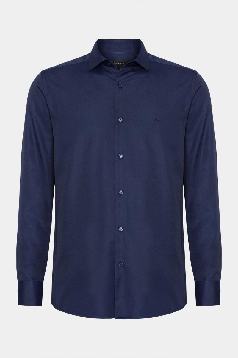 Camisa Aramis Regular Tricoline Manga Longa Marinho - 5