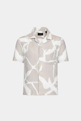 Camisa Aramis Regular Manga Curta Infantil Caqui Branco