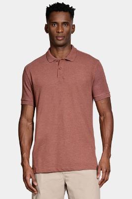 Polo Aramis Manga Curta Pontilhada Black Out Tijolo