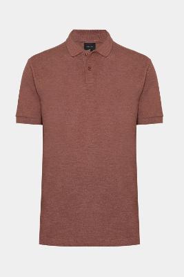 Polo Aramis Manga Curta Pontilhada Black Out Tijolo