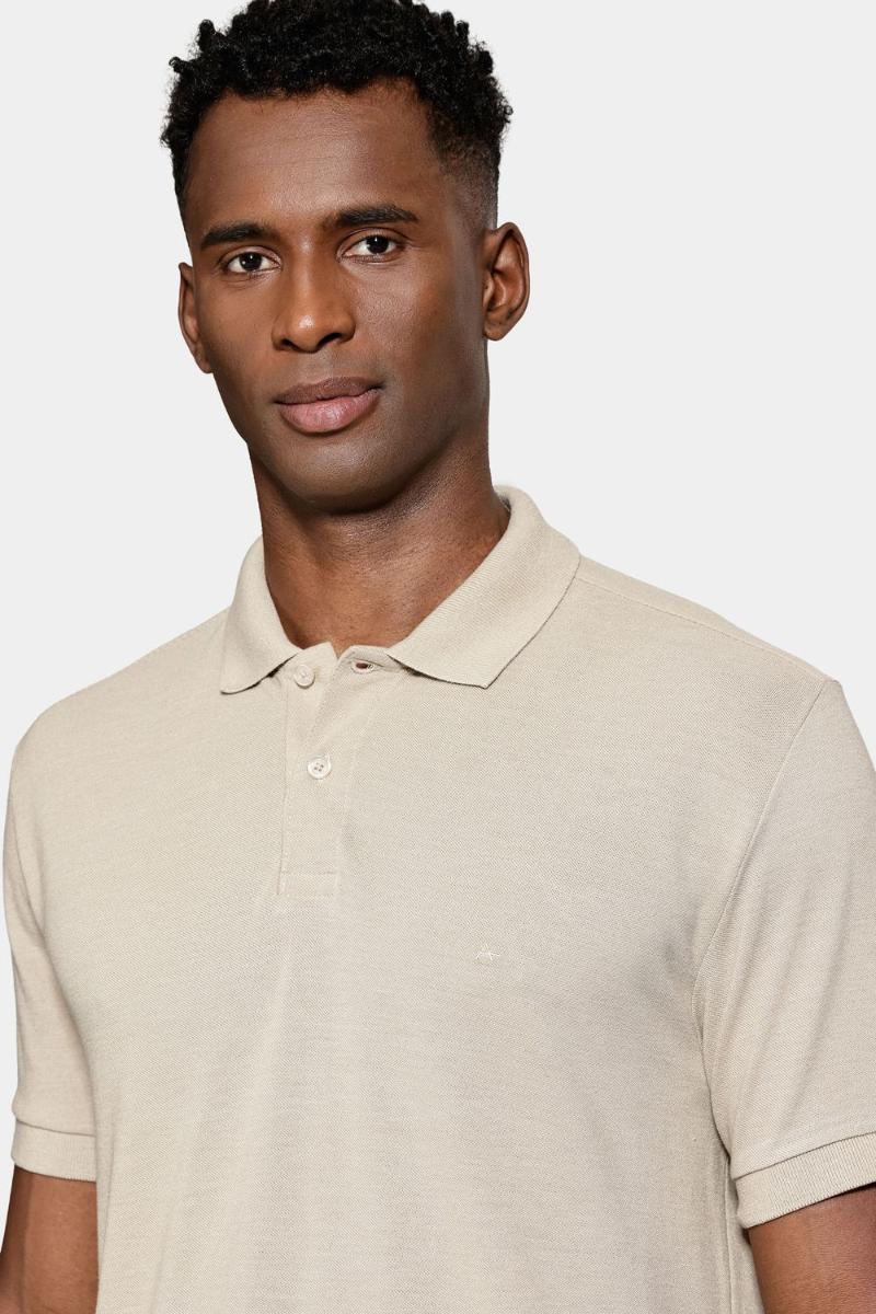 Polo Aramis Manga Curta Pontilhada Black Out Bege - 4