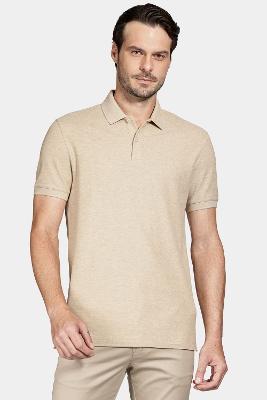 Polo Aramis Manga Curta Melange Areia