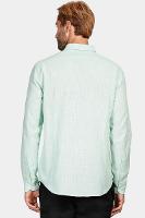 Camisa Slim de Algodão e Linho Verde Claro