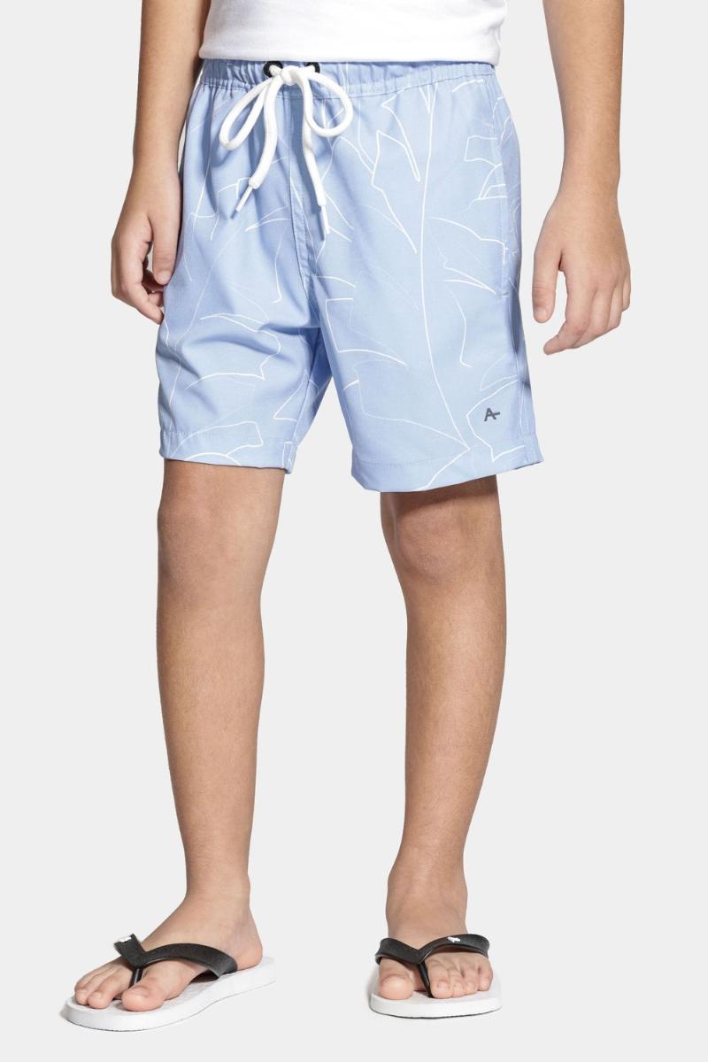 Short Aramis Praia Infantil Floral Elástico Azul Claro - 7