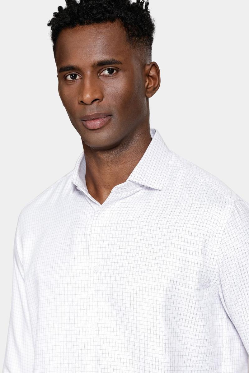 Camisa Aramis Manga Longa Slim Xadrez Branco Com Lilas - 3