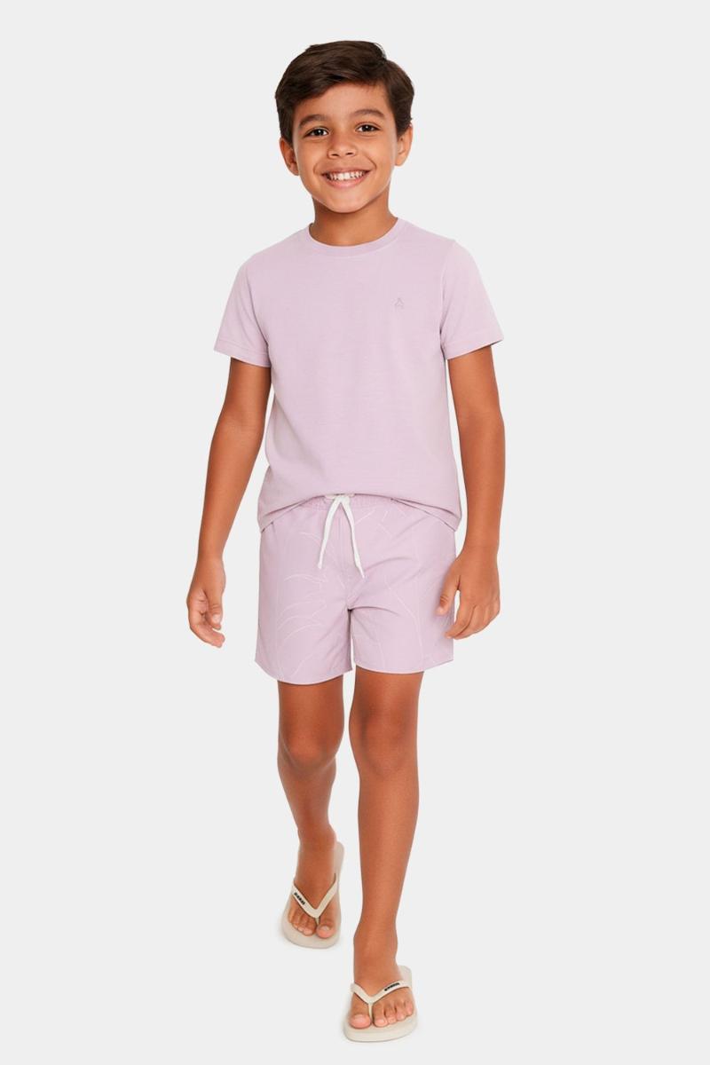 Short Aramis Praia Infantil Floral Elástico Lilas - 3