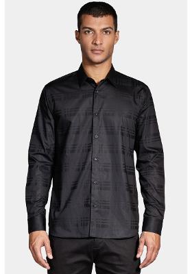 Camisa Slim Fio 60 Pima Jacquard Preto