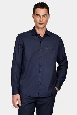 Camisa Reg Tricoline Stretch Marinho