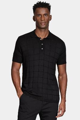 Polo Aramis Tricot Jacquard Quadriculado Preto