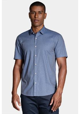 Camisa Manga Curta Cosmo Regular Fil a Fil Antilia Azul Escuro