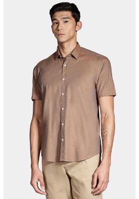 Camisa Manga Curta Cosmo Regular Fil a Fil Antilia Ferrugem