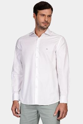 Camisa Slim Tricoline Maquinetada Branco