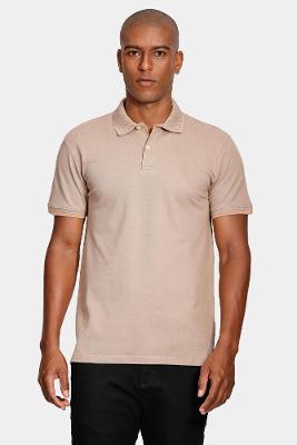 Polo Aramis Punho Friso Neon Cáqui Natural