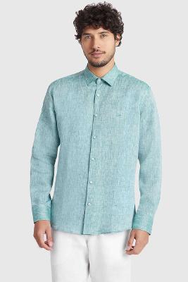 Camisa Aramis Manga Longa Slim Linho Irlandês Cacto 112