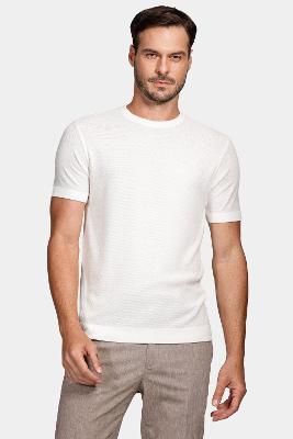 Tricot Aramis Manga Curta Ponto Pipoca Off White