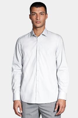 Camisa Slim Social Com Elastano Cinza