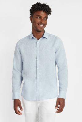 Camisa Aramis Manga Longa Slim Linho Irlandês Azul Celeste