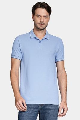 Polo Aramis Manga Curta Friso Gola Azul Lazulli 111