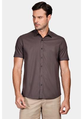 Camisa Aramis Slim Tricoline Stretch Liso Chumbo