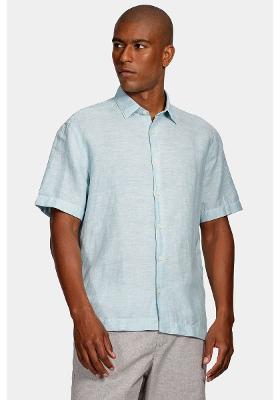 Camisa Manga Curta Move Regular Ampla Linho Algodão Martinelli Azul Piscina