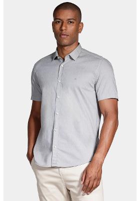 Camisa Manga Curta Cosmo Regular Fil a Fil Antilia Cinza