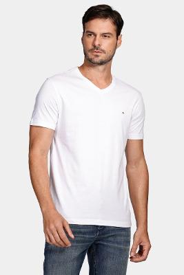 Camiseta Básica Gola v Branco