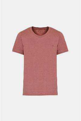 Camiseta Aramis Tricot Algodão Manga Curta Bordado Terracota