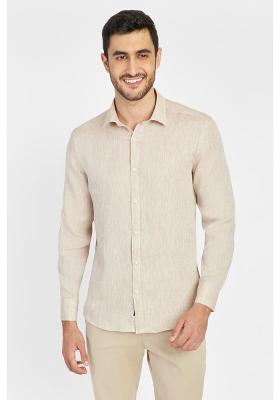 Camisa Aramis Manga Longa Slim Linho Irlandês Amendoa