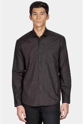 Camisa Aramis Manga Longa Regular Micro Xadrez Preto