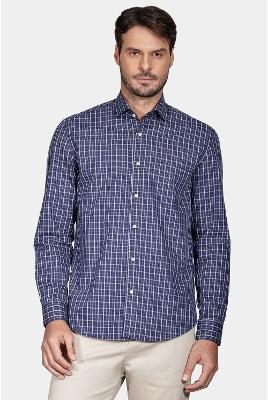 Camisa Aramis Regular Xadrez Bicolor Bolso Marinho/Branco