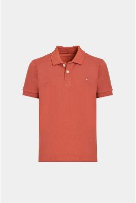 Polo Algodão Básica Manga Curta Laranja Ferrugem