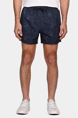 Shorts Aramis de Elástico Maquinetado Flower Line Marinho