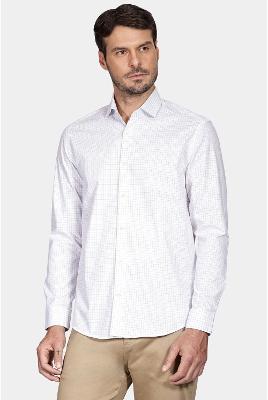 Camisa Aramis Slim Xadrez Clássico Branco Com Vermelho